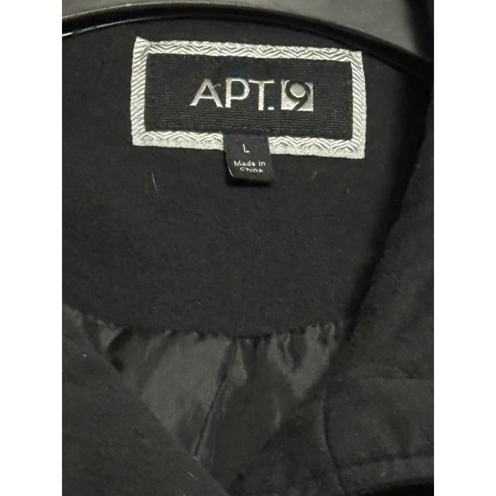 Apt 9 Womens Black Wool‎ Blend Pea Coat Mid Length Button Front Jacket Size L